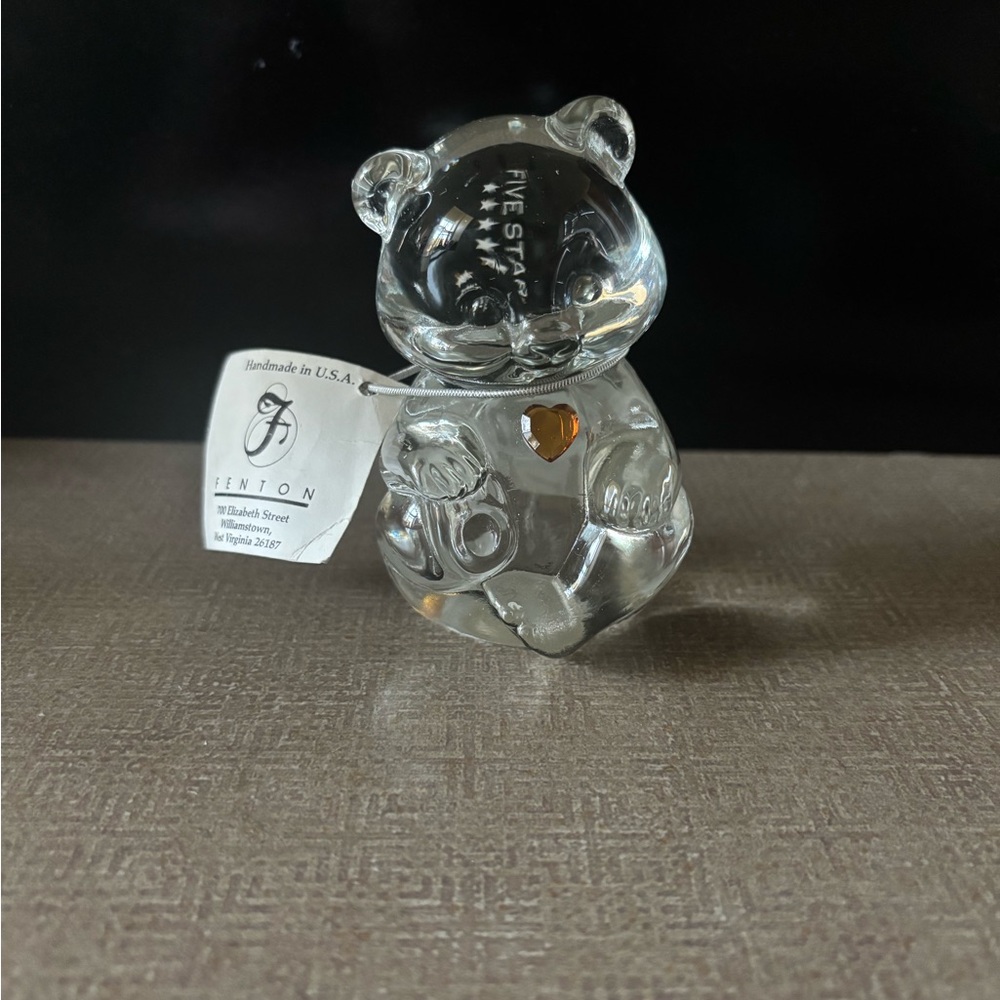 Fenton Crystal Clear Glass Bear Figurine